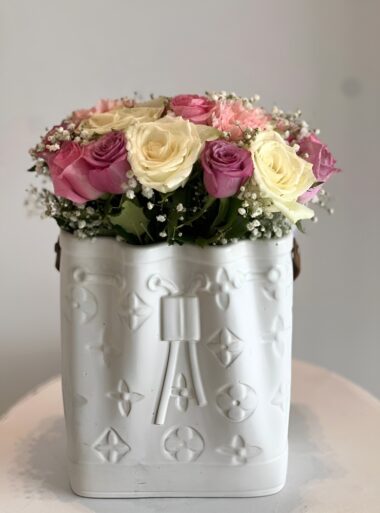 LV Bag Vase Rose